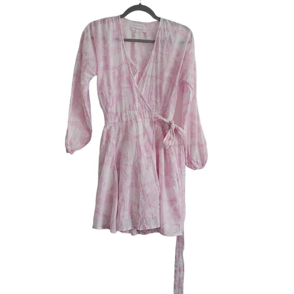 Desert Queen Lilac Pink True Wrap Paisley‎ Mini Dress